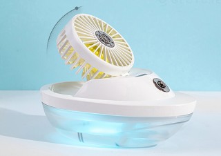 涼風が吹き抜けるヨット型ミスト扇風機。HBLINKより