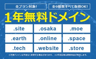 エックスサーバー、最大9個の対象ドメインを1年間無料で利用できるサービスを開始