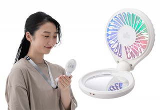 コンパクト型のハンディーファン「野電 プチ扇風機」発売。ミラー付きでお化粧直しも