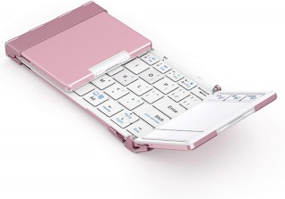 タッチパッド付き折りたたみキーボードに、新色「ローズピンク」が登場