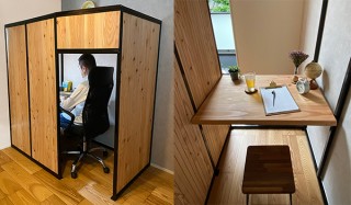 北海道十勝産の木材を使用した、香るテレワークボックス