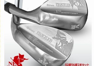 フェースにロンギヌスの槍、バックに機体がデザインされたEVA GOLF「インパクトウェッジ」