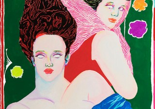多彩な手法を組み合わせて大胆な表現を展開しているアーティスト大竹彩子氏の個展「GALAGALA」