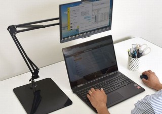 サンコー、モバイルディスプレイやタブレットを固定できる「アームスタンド」発売