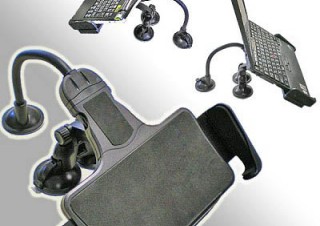 エバーグリーン、ノートパソコン、ネットブック、iPadも簡単にホールドできる「吸盤式 モバイルアーム」