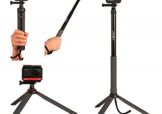 JOBY、アクションカメラや360°カメラ用の三脚付きセルフィースティックを発売