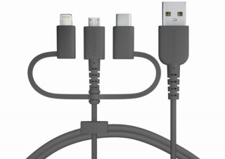 1本でmicroUSB/Lightning/Type-Cに対応する柔らくて断線に強い3in1ケーブル
