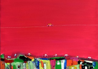 力強い色彩が特徴的なセネガル出身の画家ドウツ氏の最新作を披露する「ドウツ作品展」