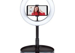 ケンコー、スマホをリング内に固定できるスタンド一体型のLEDリングライトを発売