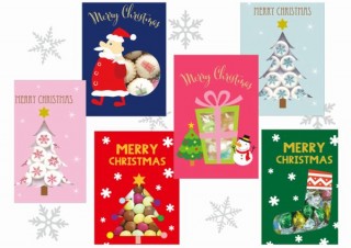 お菓子とグリーティングカード一体化のメッセージカード「スイーツカード」にクリスマス版