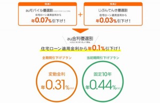 au、携帯電話とセットで“住宅ローン”の金利を引き下げる「住宅ローンauモバイル優遇割」発表