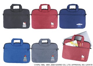 ヤスダ通商、サンリオのキャラクターをワンポイントで刺繍したPCバッグを発売