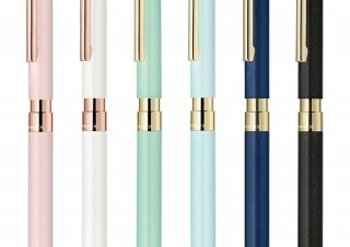 ゼブラ、ゴールドパーツとレザーで上品な多機能ペン「シャーボX SL6」を発売