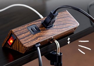 サンワサプライ、シックな装いのクランプ固定式「木目調電源タップ」発売