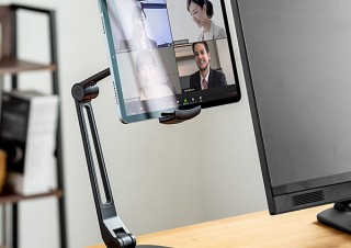 サンワサプライ、タブレットに使える360度回転対応アームスタンドを発売