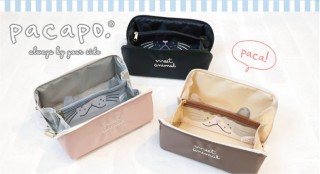 パイン・クリエイト、180度オープンするかわいい猫デザイン「pacapo.マルチポーチ」