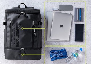 バッグの中で弁当の汁などがパソコン・書類に侵食しない「2層式リュック」、サンワサプライから