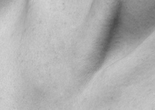 高精細な皮膚のグレースケール写真などを展示する宇平剛史氏の個展「Unknown Skin」
