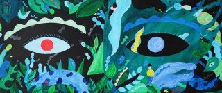 相反する要素を鮮やかな色彩で表現しているアーティスト岡田杏里氏の個展「土の中で夢をみる」