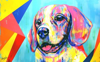 ポップなカラーで愛犬を描いてもらえるEIJI TAMURA氏の展示会「DOG ART展」