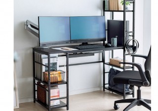 取り出しやすさと視認性、収納スペース確保も実現した「ダブルシェルフデスク」発売