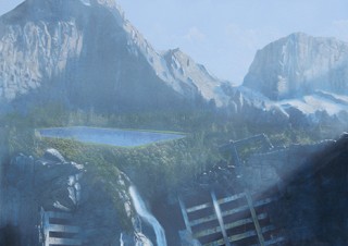 プールをモチーフとして描いた新作が中心となっている猪瀬直哉氏の個展「Vacation on the Blue」