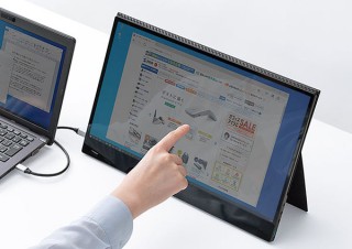 サンワサプライ、光沢パネルを採用したタッチパネル対応モバイルモニターを発売