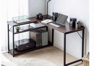 サンワサプライ、シェルフ付属で作業スペースと収納力拡張の「L字デスク」発売