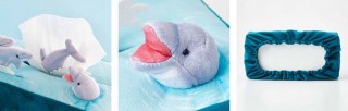 フェリシモ、ティッシュが水しぶきに見えるボックスティッシュカバーより「イルカショー」と「シロクマ」を発売