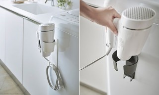 山崎実業、強力マグネットで壁面に取り付けできるドライヤーホルダーを発売