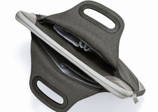 ノートPCを全面低反発ウレタンで守る「ハンドル収納式スリムインナーケース」発売