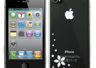 プレアデス、スワロフスキーの花が美しく輝くiPhone 4のケース