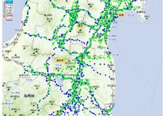 マピオン、HTML5 Canvasで表現する東北地方太平洋沖地震被災地「トラック通行実績マップ」
