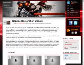 SCEA、PlayStation Networkの再開を延期する見通しを発表
