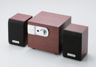 エレコム、木製キャビネットを採用したスマートフォン用スピーカーを発表