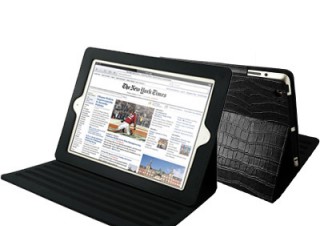 プレアデス、クロコダイルの型押し風レザーを使ったiPad2用ケース「Sumajin INK Flip Case for iPad2」