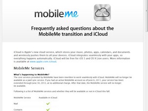Apple、MobileMeからiCloudへの移行に関するFAQを公開