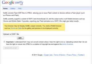 グーグル、FlashをHTML5に自動変換できるツール「Google swiffy」を公開