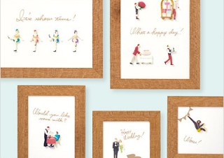 デザインフィル、ユーモラスな半立体シール-ペーパークラフト「ミニチュアシール」「カード」