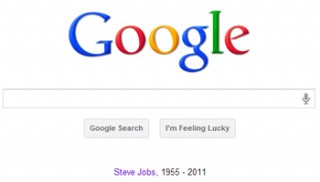 ラリー・ペイジがスティーブ・ジョブズに哀悼の意を表明、Googleに「Steve Jobs, 1955-2011」との表記も