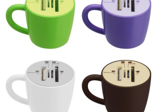 グリーンハウス、縦挿しタイプのマグカップ型カードリーダーを発売