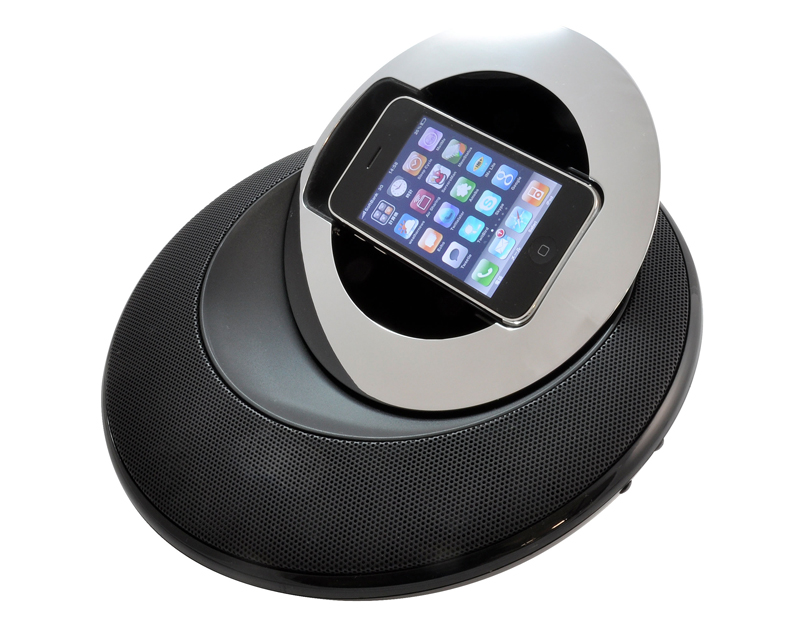 リンクス、iPhone/iPod touch対応ターンテーブル型スピーカー