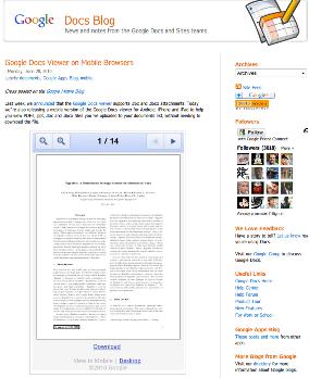 Google Docs Viewer on Mobile Browsers