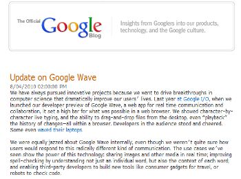 Update on Google Wave