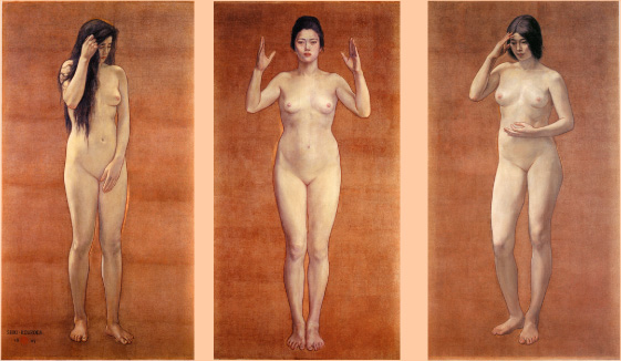 黒田清輝《智・感・情》1899(明治32)年 油彩・キャンバス 各180.6×99.8cm(3枚組) 東京国立博物館【重要文化財】