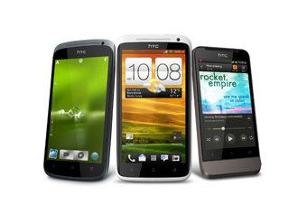 「HTC one S」(左)、「HTC One X」(中央)、「HTC one V」(右)