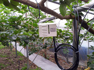 環境センサ（左）／環境センサ設置イメージ（右）