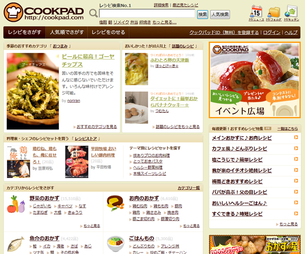 クックパッド Webサイト