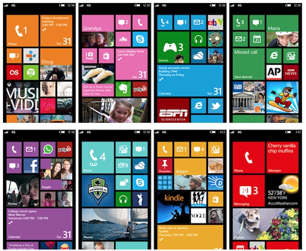 Windows Phone 8 のスタート画面サンプル（同社リリースより）