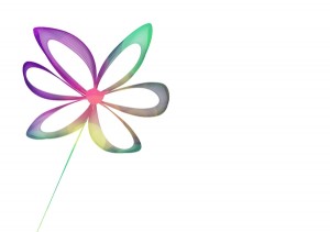 カラフルな花のモチーフが1点だけの、すっきりとしたイラスト。白バックなので、加工がしやすく、カットイラストとしても使いやすいでしょう